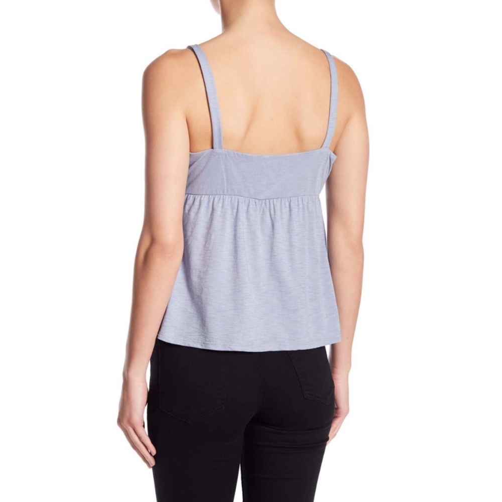 Socialite Tie Front Tank Top Chambray - Picture 2 of 6